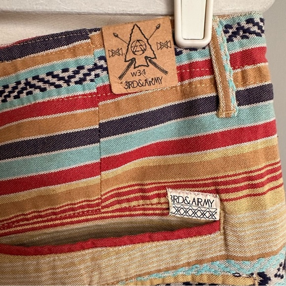 3RD & ARMY Southwest Stripe Drawstring Shorts Men’s Size 34 Boho Festival Style - Picture 10 of 16